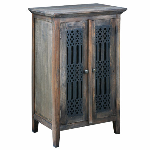 Cottage Collection- Deco carved hall cabinet, angle view-CC-CAB1195TLD-BWRW
