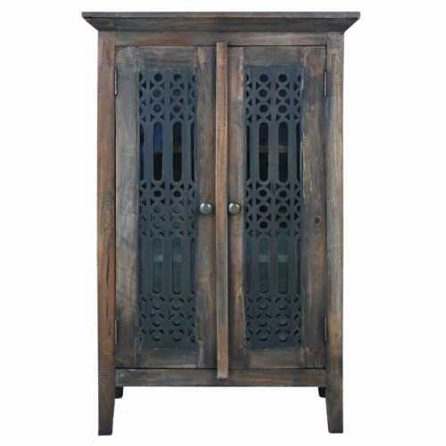 Cottage Collection- Deco carved hall cabinet, front view-CC-CAB1195TLD-BWRW