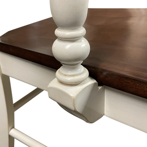 Andrews Dining - Napoleon arm chair finished in antique white and chestnut, detail of arm view-DLU-ADW-C50A-AW-2