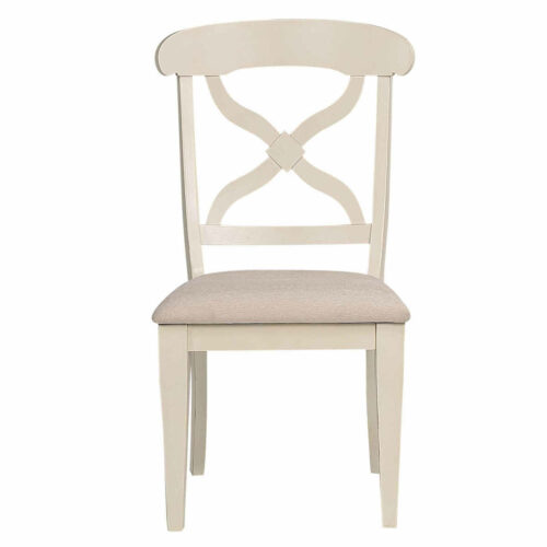 Andrews Dining - Upholstered dining chair finished in antique white, front view-DLU-ADW-C12-AW-2