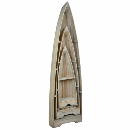 Cottage Collection- 3 Piece Boat Shelves finished in driftwood, stacked angle view-CC-CAB1920S-DW