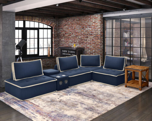 Pixie L Sectional- 4 Arm Chairs with console in living room-SU-UPX1671135-4A-MNW