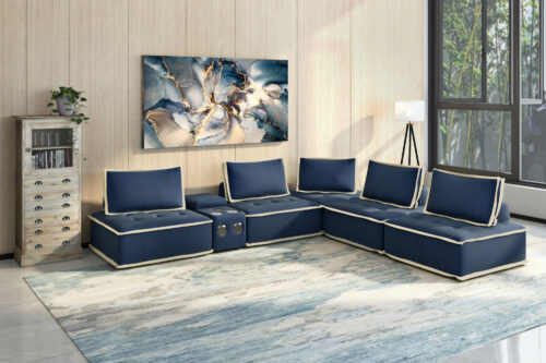 Pixie L Sectional- 5 Arm Chairs with console in living room-SU-UPX1671135-5A-MNW