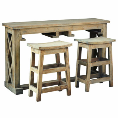 Cottage Collection- Console with two stools, angle view-CC-TAB246S-DW