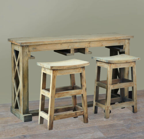 Cottage Collection- Console with two stools, angle view in room setting-CC-TAB246S-DW