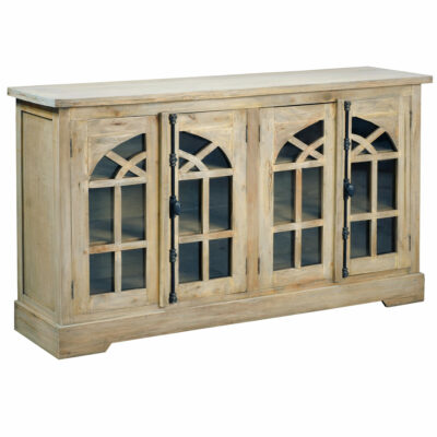 Cottage Collection- Credenza in driftwood, angle view-CC-CAB1706S-DW