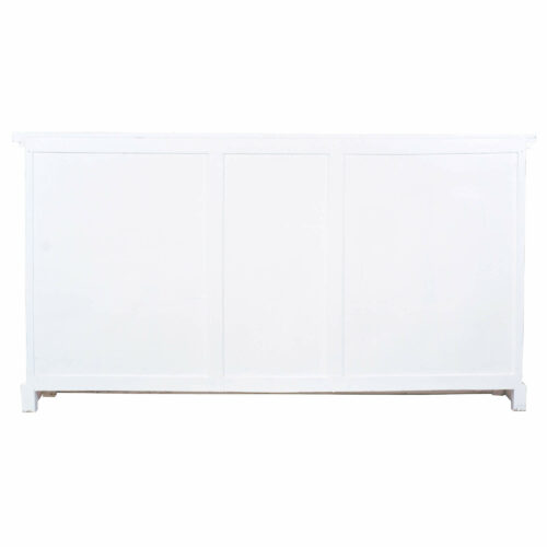Cottage Collection- Credenza in white with driftwood top, back view-CC-CAB189TLD-WWDW