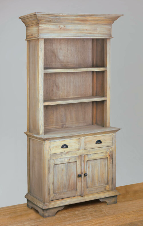 Cottage Collection- Hutch in Driftwood, angle view in lifestyle-CC-CAB175S-DW
