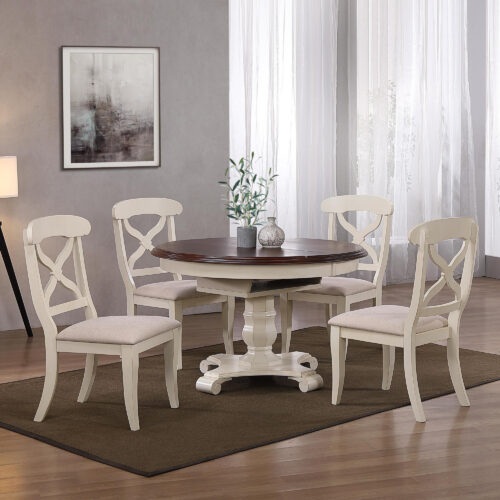 Andrews Collection- Round/Oval table with four X back chairs, room setting-DLU-ADW4866-C12-AW5P