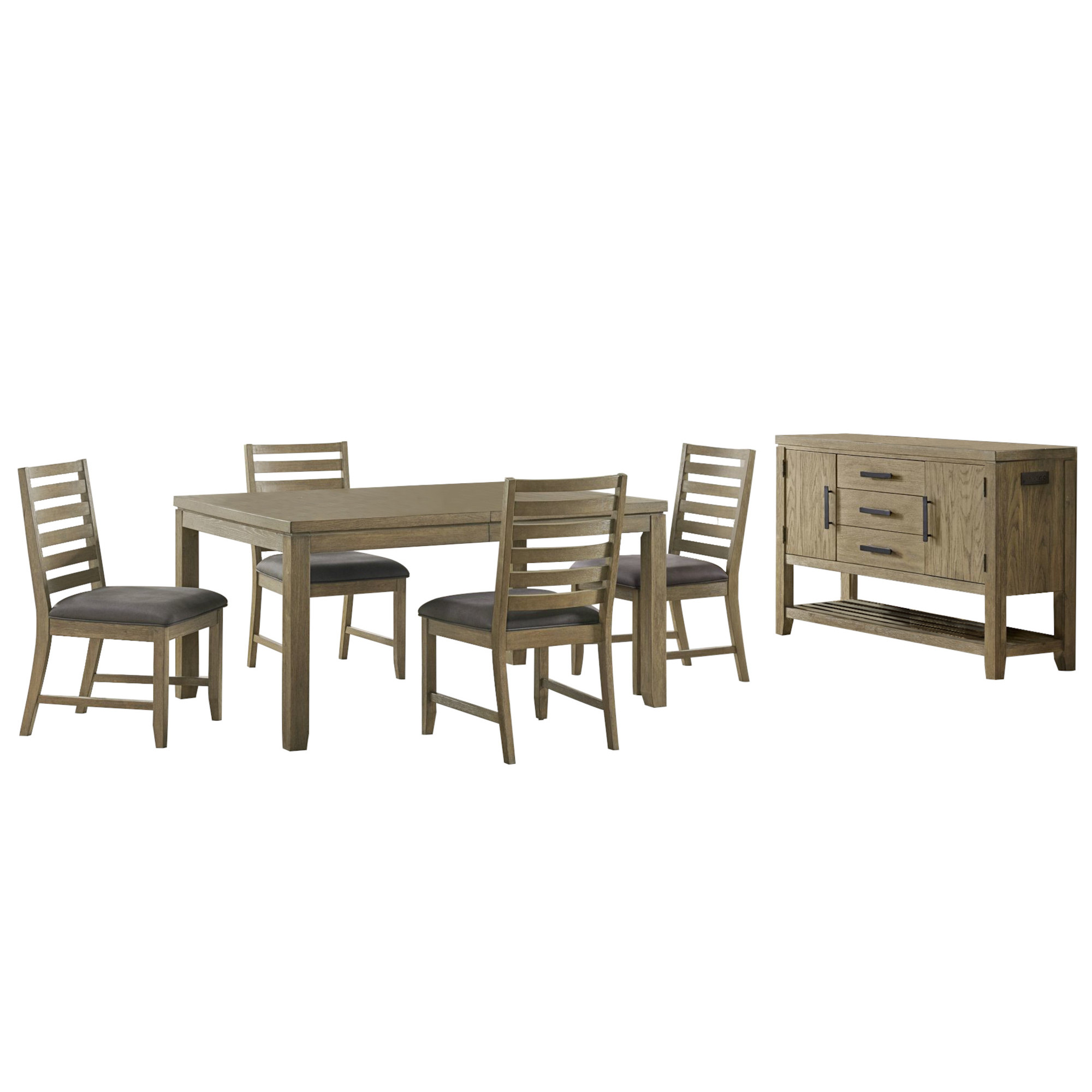 Saunders Collection- Dining set with four ladder back chairs, and server-ED-D18620TB-4S-SV6P