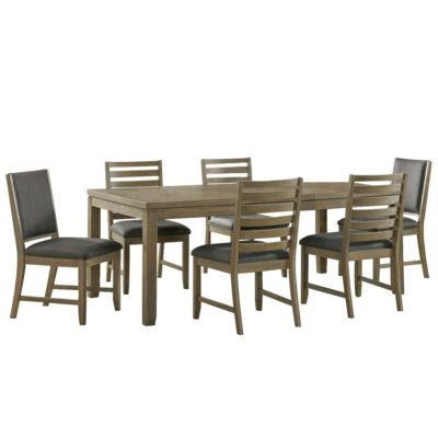 Saunders Collection- Dining set with two upholstered chairs and four ladder back chairs-ED-D18620TB-2F4S-7P