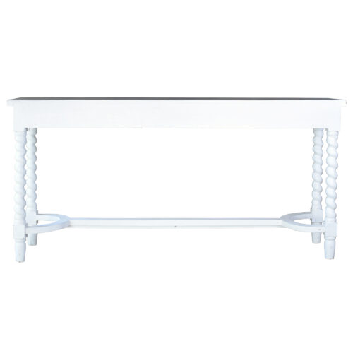 Cottage Collection- Console Table/ Desk in white with raftwood top, back view-CC-TAB231TLD-WWRW