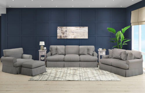 Horizon Slipcovered Collection- Sofa, Loveseat, Chair, Ottoman in living room in Gray-SU-1176-94-00102030