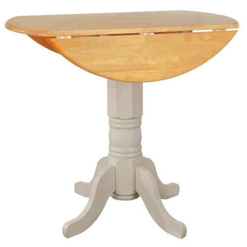 White Oak-Oakley Round Drop Leaf Counter Height Table-leaves down-DLU-AWLO4242CB