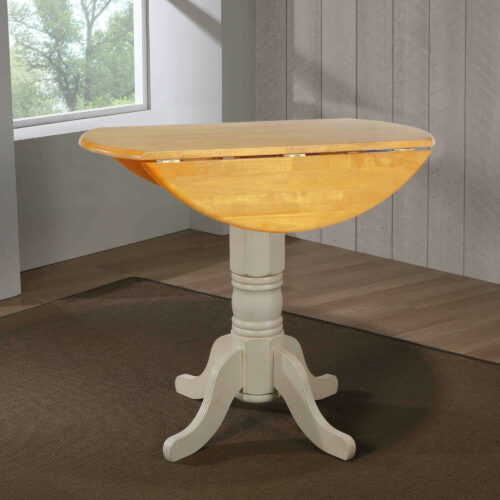 White Oak-Oakley Round Drop Leaf Counter Height Table-leaves down in room setting-DLU-AWLO4242CB