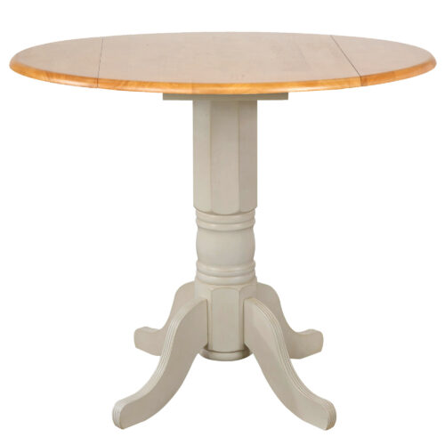 White Oak-Oakley Round Drop Leaf Counter Height Table-leaves up-DLU-AWLO4242CB